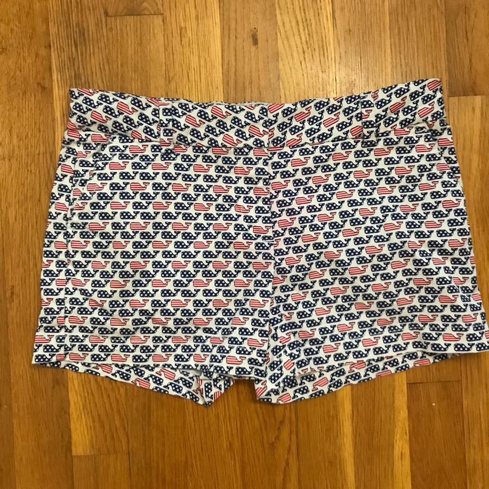 Vineyard Vines Boulevard Shorts American Flag Whale Adjustable Girls 14